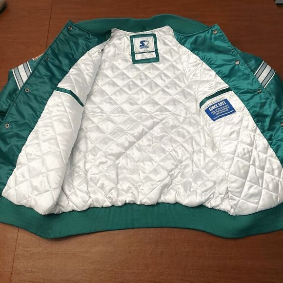 Starter New York Jets Varsity Satin Full Snap Jacket Green White Men's Size XL - Picture 4 of 5